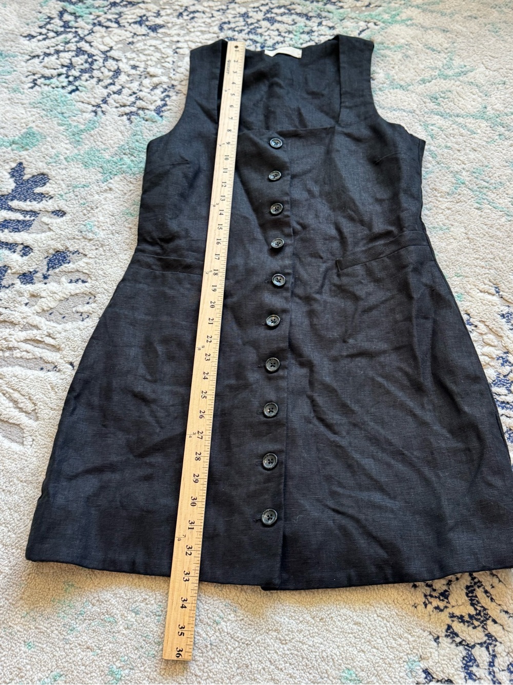Faithfull the Brand Jacques linen mini dress size 6 black EUC - Picture 10 of 12